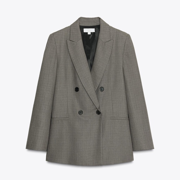 Zara Jackets & Blazers - Zara Sand Taupe Double Breasted Blazer w/ Shoulder Pads | Size S | NWOT